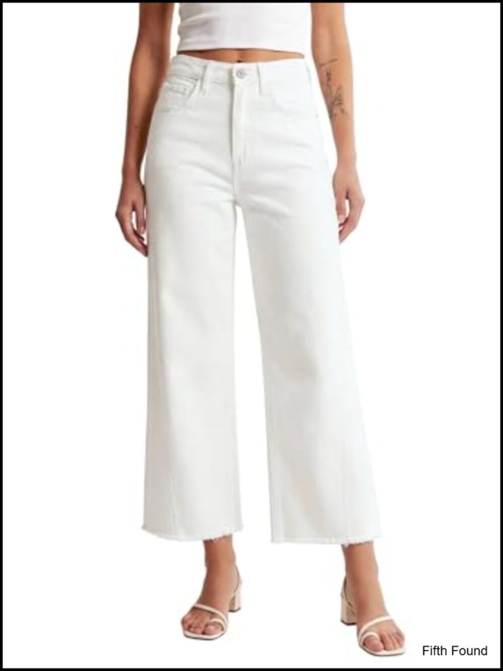 Wide Leg High Waisted Cropped Jeans Raw Hem Baggy Straight Leg